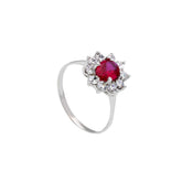 18 Karat Gold - 750 Zirkonia Ring mit roten Stein - 158116